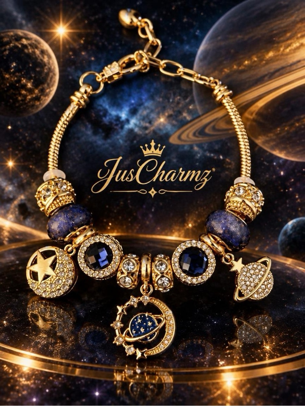 Celestial Charm Bracelet | Planet & Moon Jewelry | Space Lover Gift